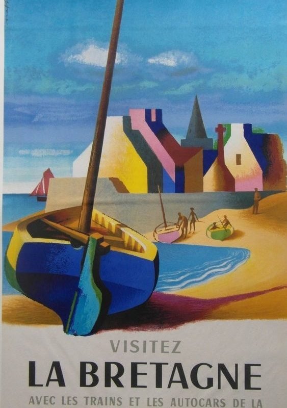 Original 1956 French National Railways Poster 'Visit Brittany'