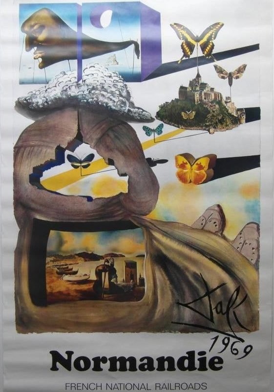 Original 1970 Salvador Dali French National Railways Poster 'Normandie'