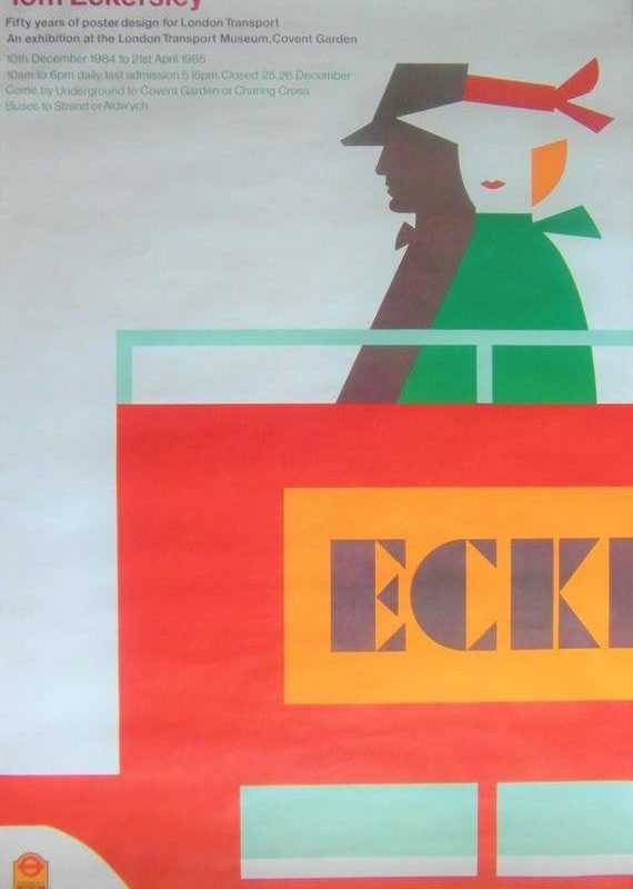 Original 1984 Large Tom Eckersley Exhibition Poster '50 Years of Poster Design for London Transport'