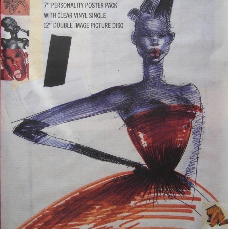 Original 1980s Large Billboard Grace Jones Promotional Poster for 'Love is the Drug'