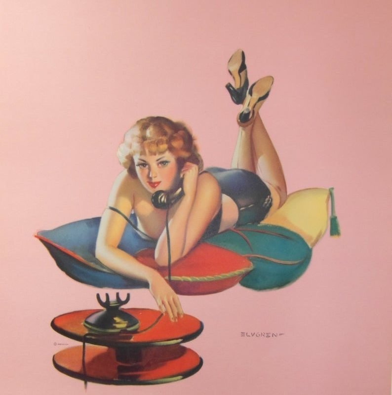 Original 1940s Gil Elvgren Pin-up Poster 'Live Wire'