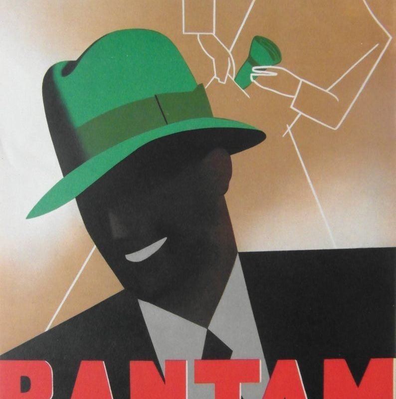 Original 1930s Art Deco Small Format Italian Advertising Poster for Bantam Hats