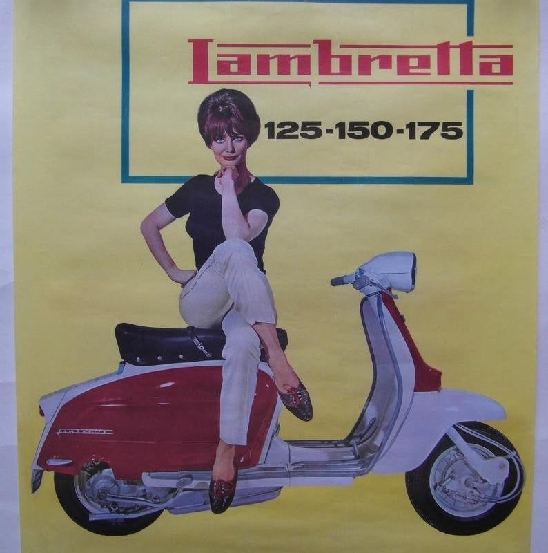 Original c.1965 Italian Lambretta Dealer Advertising Poster