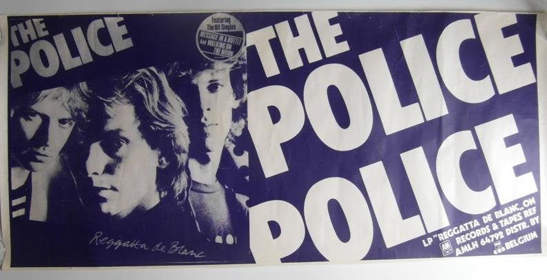 Original 1979 The Police  Promotional Poster for 'Reggatta De Blanc'.