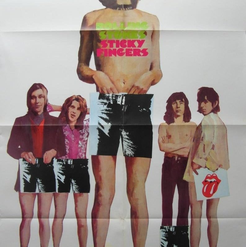 Original 1971 Rolling Stones Promotional Poster for the Album 'Sticky Fingers'