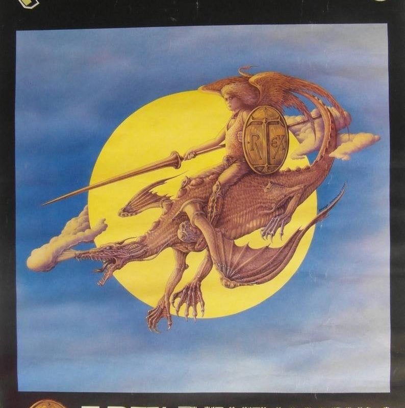 Original 1976 T. Rex Promotional Poster for the Album 'Futuristic Dragon'.