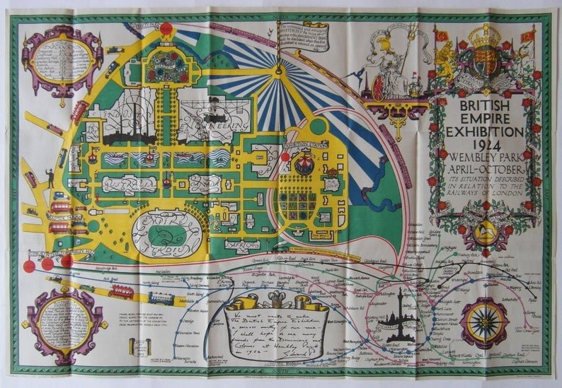 Original 1924 British Empire Exhibition Pictorial Map