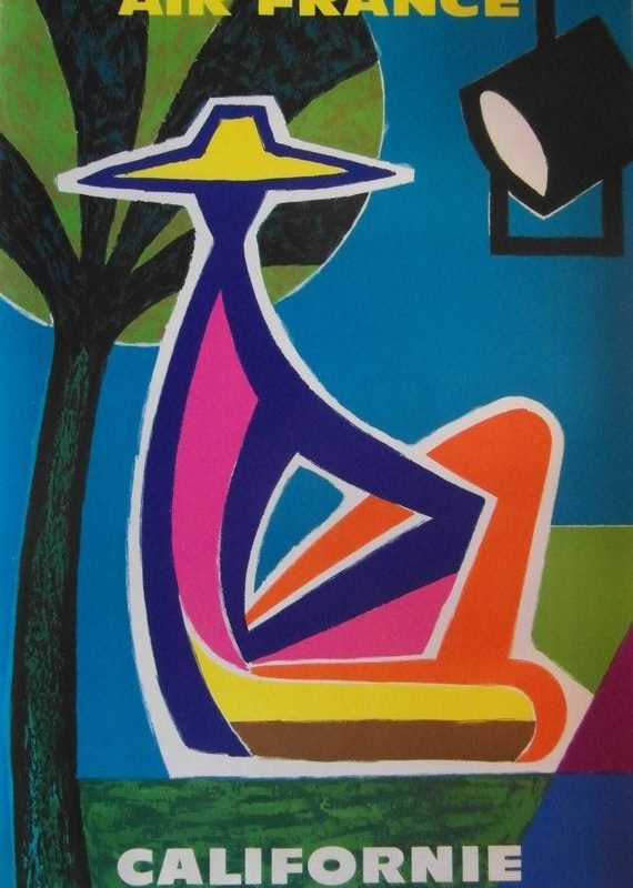 Original 1961 Air France California Poster by Guy Georget