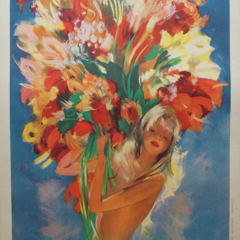 Original c1950 Monte Carlo Travel/Destination Poster by Jean Gabriel Domergue.