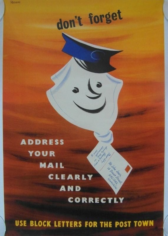 Original 1954 GPO Poster 'Address your Mail Clearly' by Harry Stevens