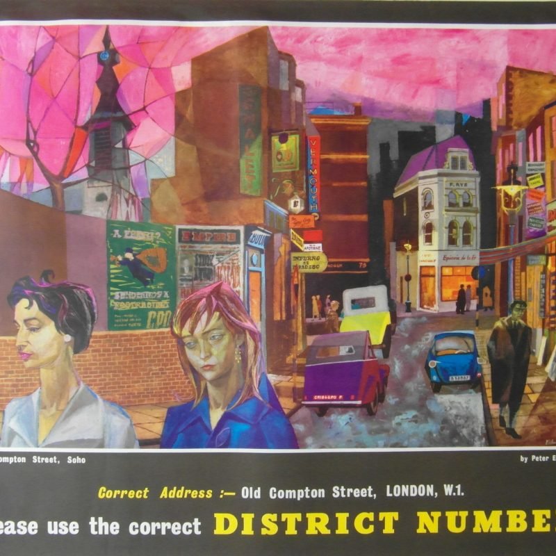 Original 1960s GPO Soho, London Post Office Poster