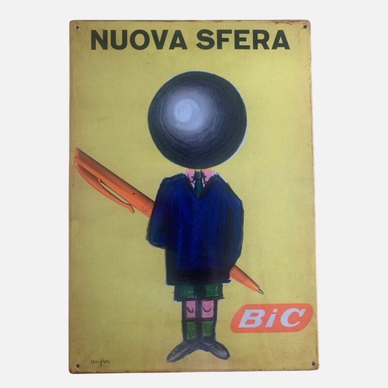 Original Italian 1960s Bic Advertising Sign by Raymond Savignac.