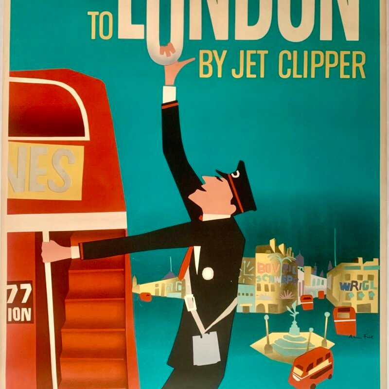 Original 1950s Pan Am ‘To London by Jet Clipper’ Poster